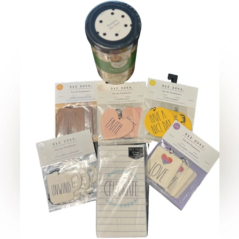 Bundle of Rae Dunn Napkins, 5- 3 packs of air freshness & Kate Spade Popcorn NEW - Picture 2 of 2